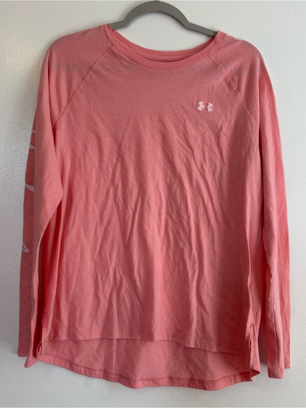 Under Armour UA Tech Women's Pink Long Sleeve Crew Neck Loose Tee Polyester L